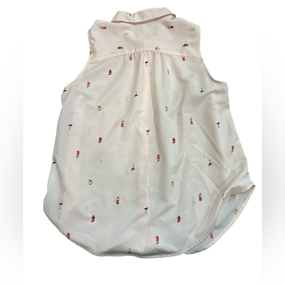 A New Day Sleeveless Blouse Button Down Cocktails Print Light Pink Size XL - Picture 2 of 4